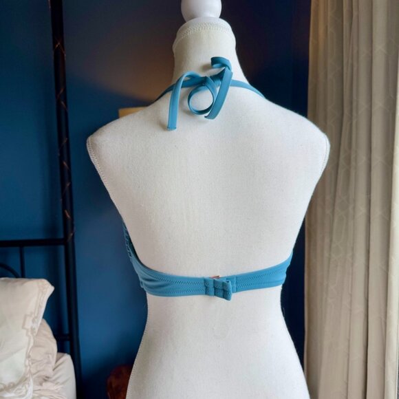 Push Up Crochet Dusty Blue Halter Bikini Top - Picture 5 of 7